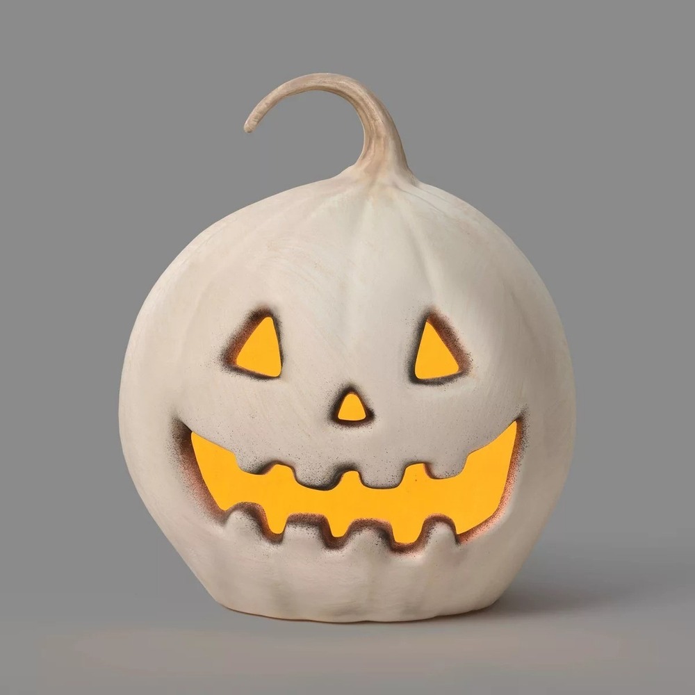 10.5" Classic Lit Pumpkin Jack O' Lantern Off-White, Hyde & EEK Target Halloween